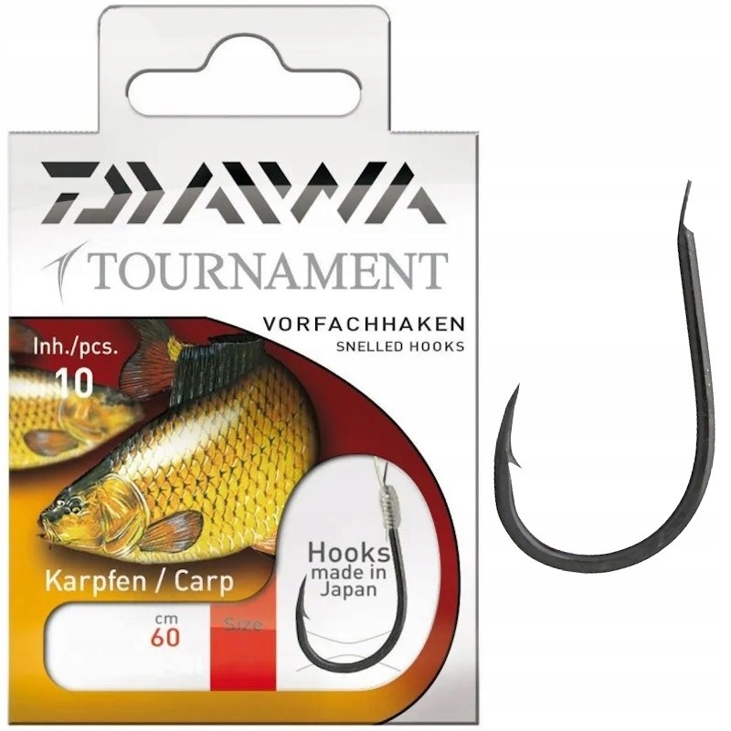Haczyki Z Przyponem Daiwa Tournament Carp Karp Nr 8 0.23mm 60cm 10szt.