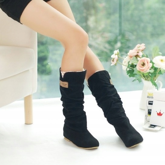 KOZAKI Buty Marszczone Zamszowe Botki Czarne r. 36 Rozmiar 36