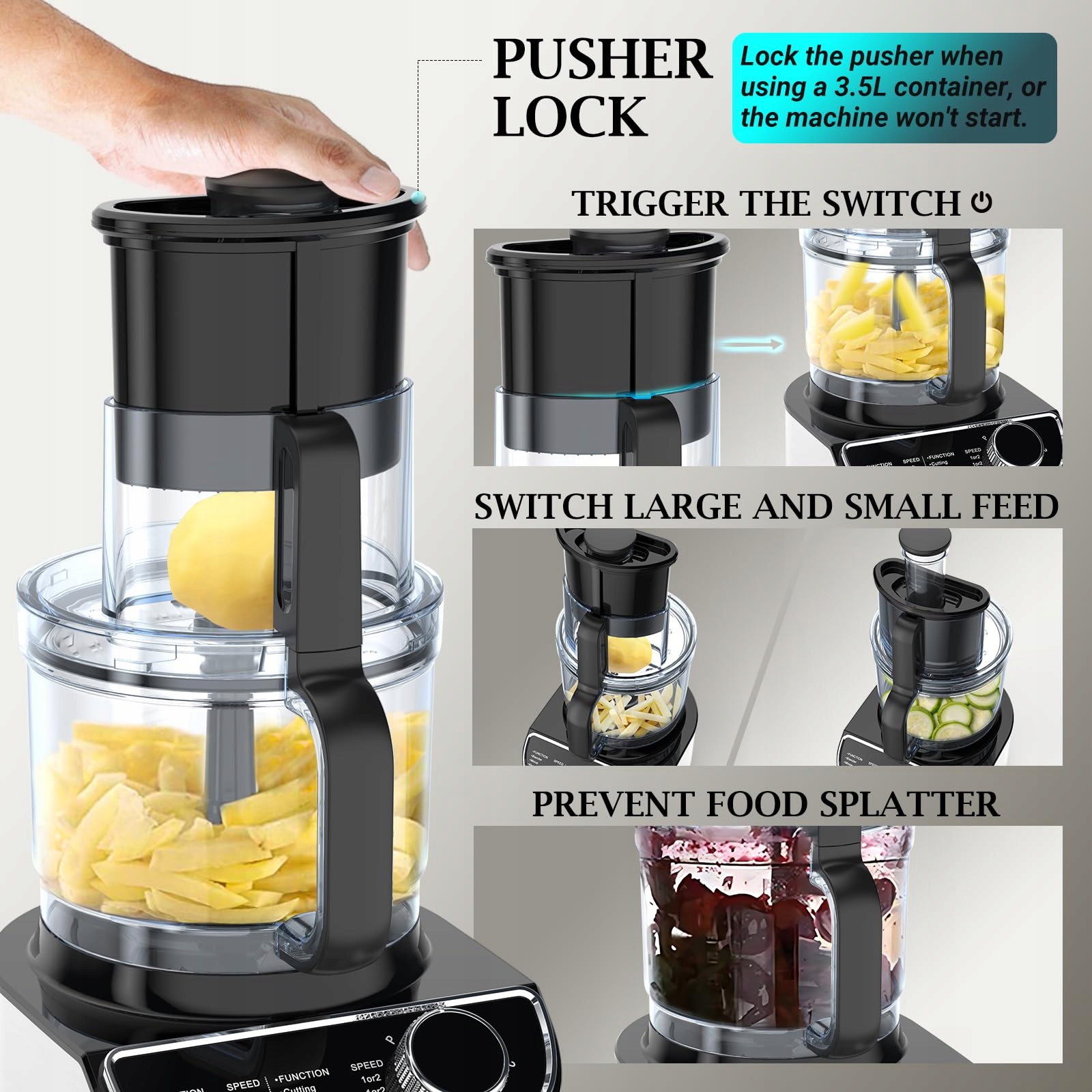 FIMEI Robot Kuchenny 1300W 3 Prędkości 35L Malakser 1,5L Blender — miniatura 3