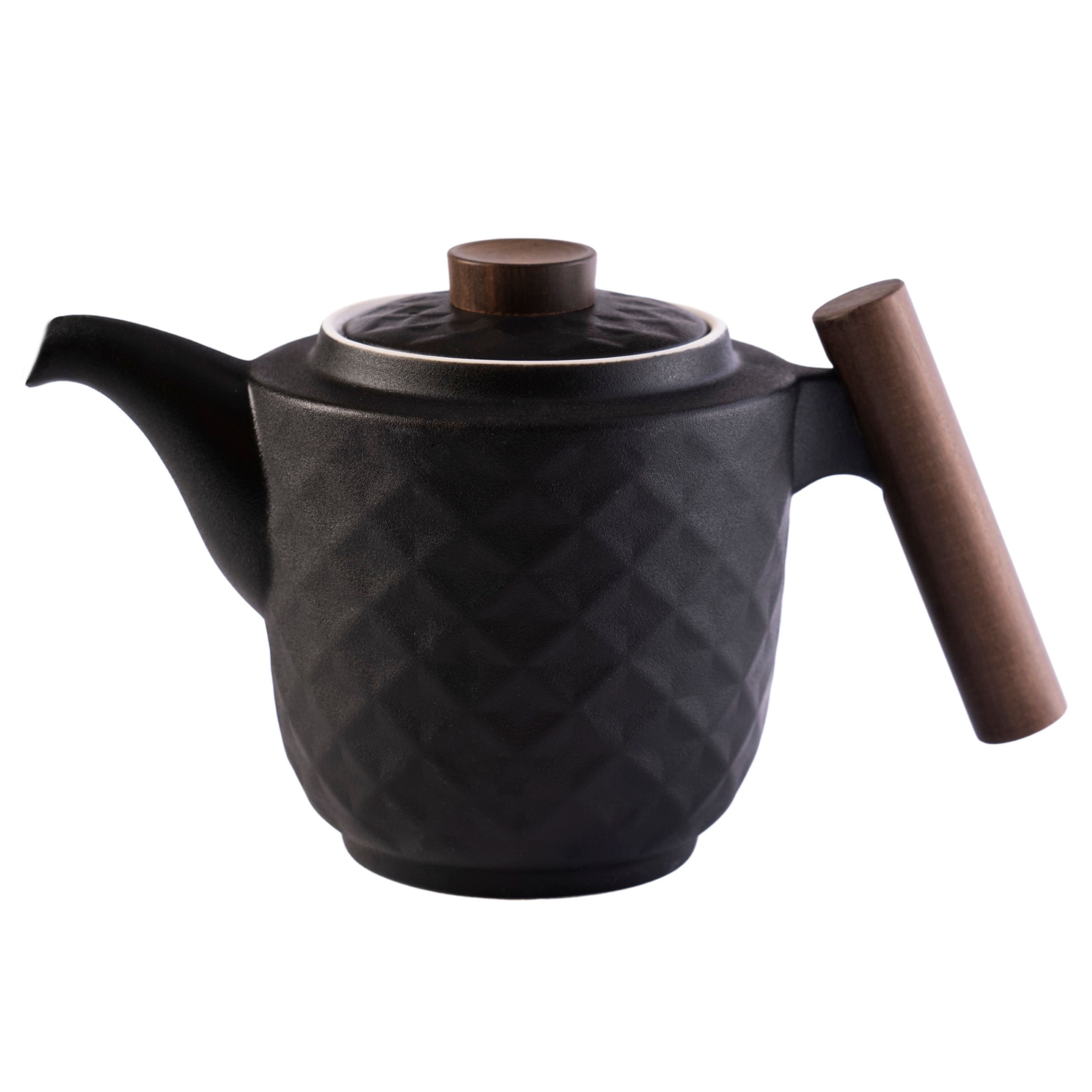 Džbánek černý porcelánový moderní 1200 ml 1,2 L dřevěná rukojeť