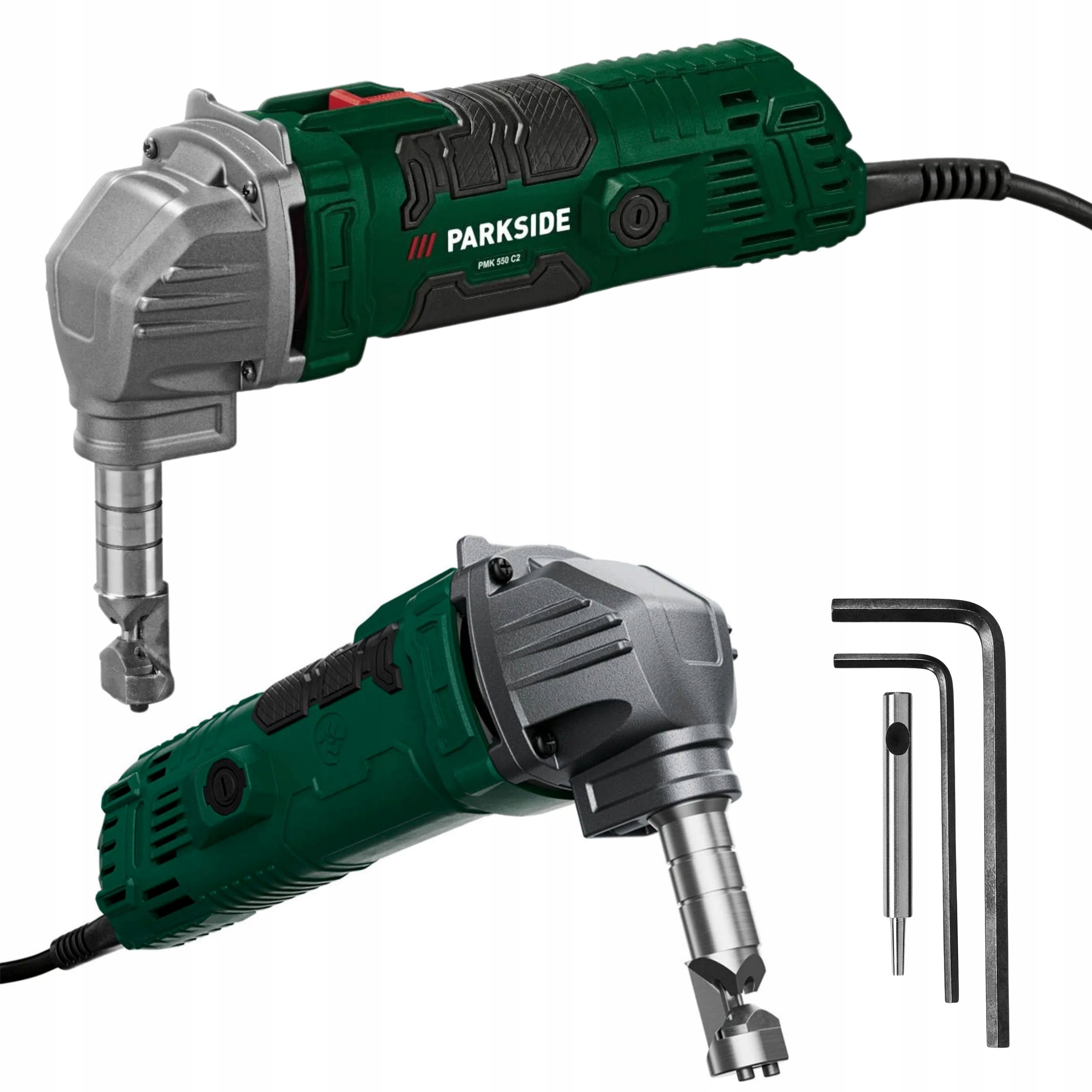 Nożyce elektryczne do cięcia blachy Parkside Pmk 550 C2 Nibbler +2x Trzpień