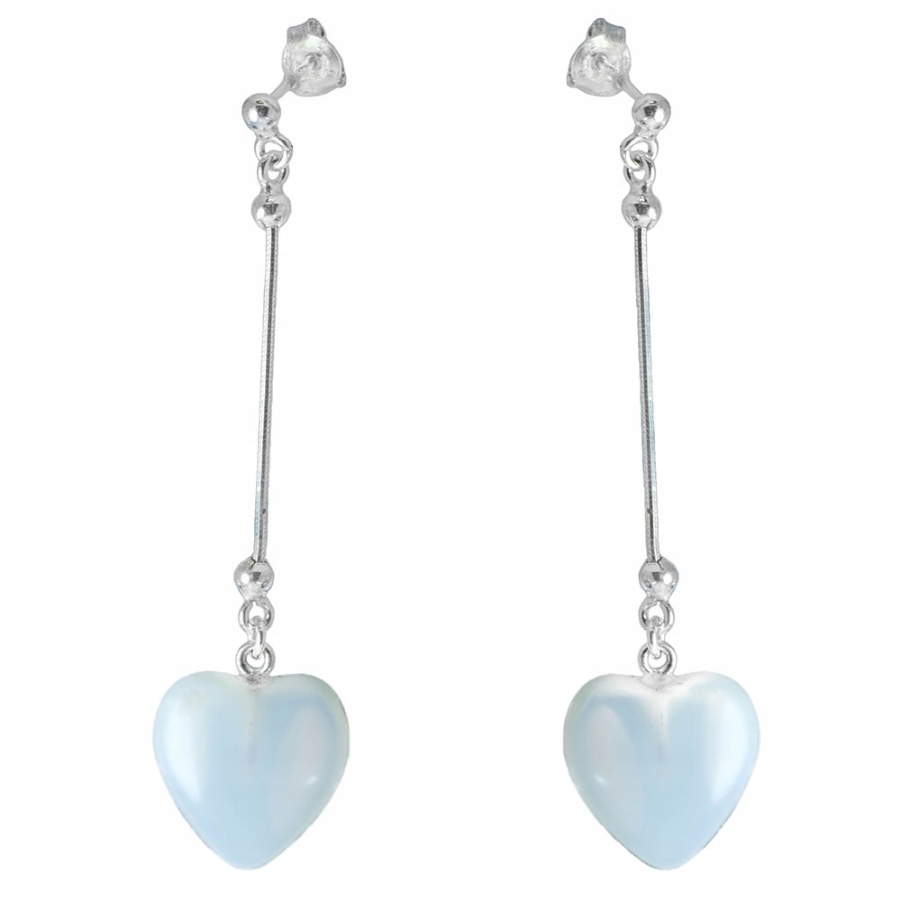 Stříbrné Náušnice Závěsné, Matné, Opalizující Srdce