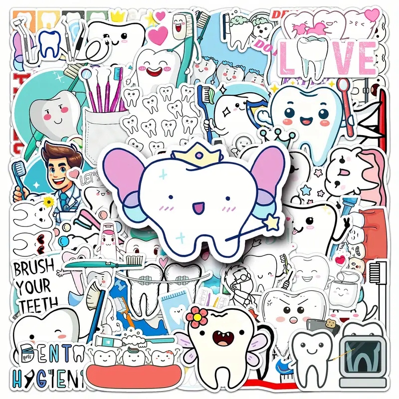 W129 Naklejki Sticker Bomb Wlepy wlepki Zęby Ząb Dentysta 50szt