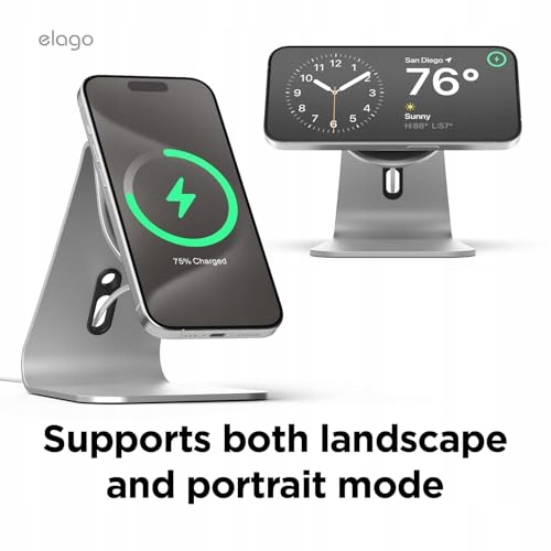 ELAGO MS4 Stacja Ładowania MagSafe iPhone 16 15 14 13 12 Srebrna — miniatura 5