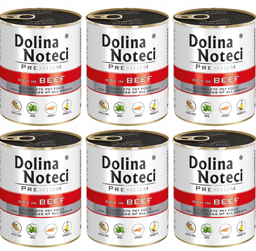 Levně Dolina Noteci Premium vlhké krmivo pro psy bohaté na hovězí maso 6 x 800 g konzervy