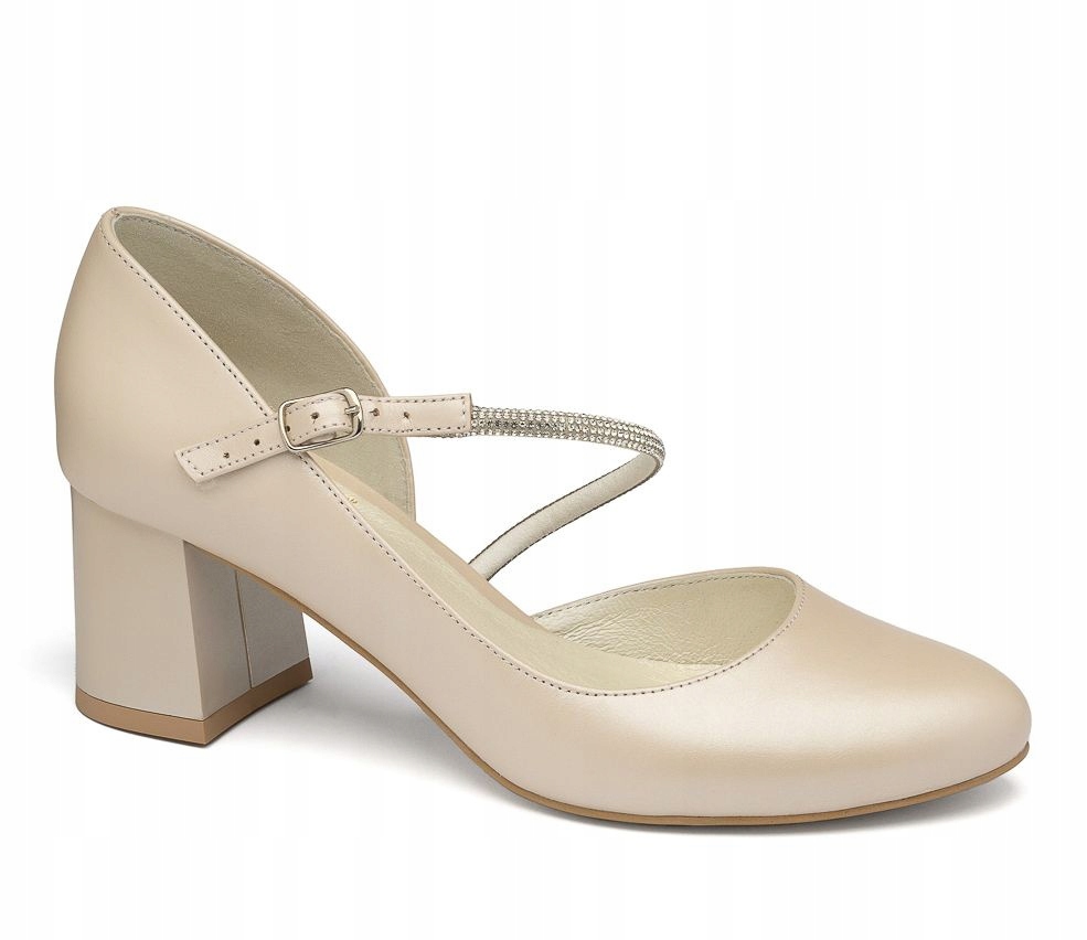 Béžové Perleťové Lodičky S Asymetrickým Pásek A Zirkony Butdam 35