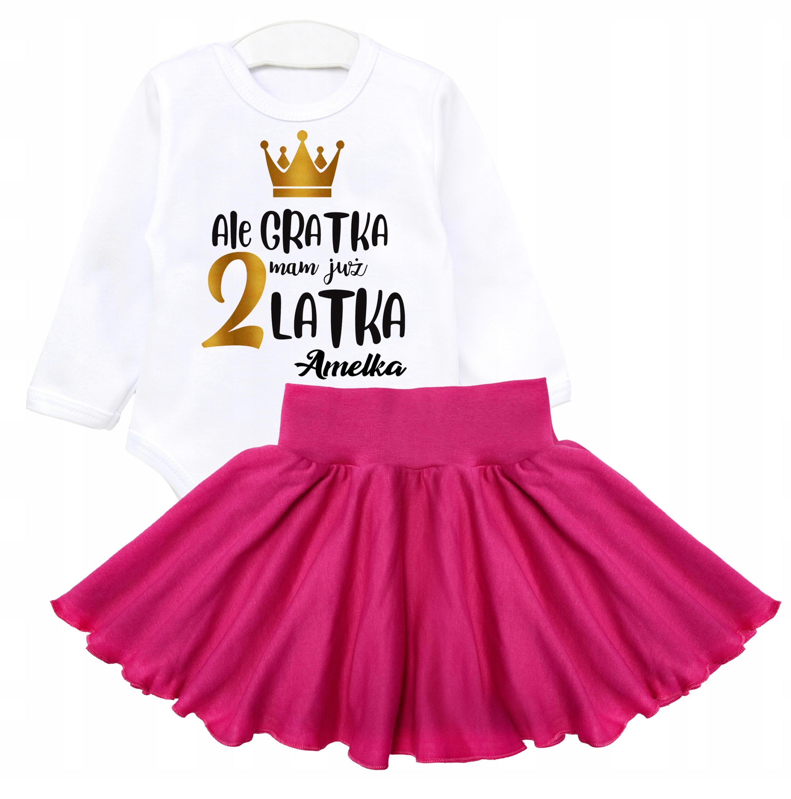 

Komplet na urodziny body spódniczka 2 lata Imię 92