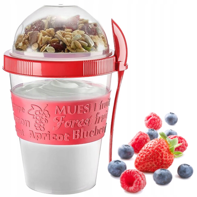 

Pojemnik Kubek Na Jogurt Musli Z Łyżeczką 600 ml