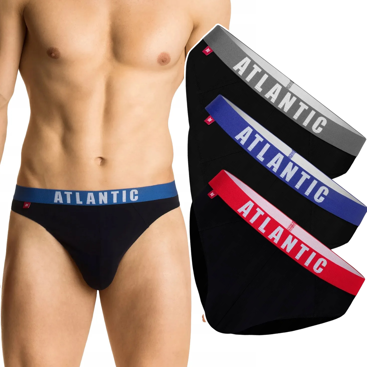 x3 Pánské sportovní slipy Atlantic 3MP-094 Slipy Sada M