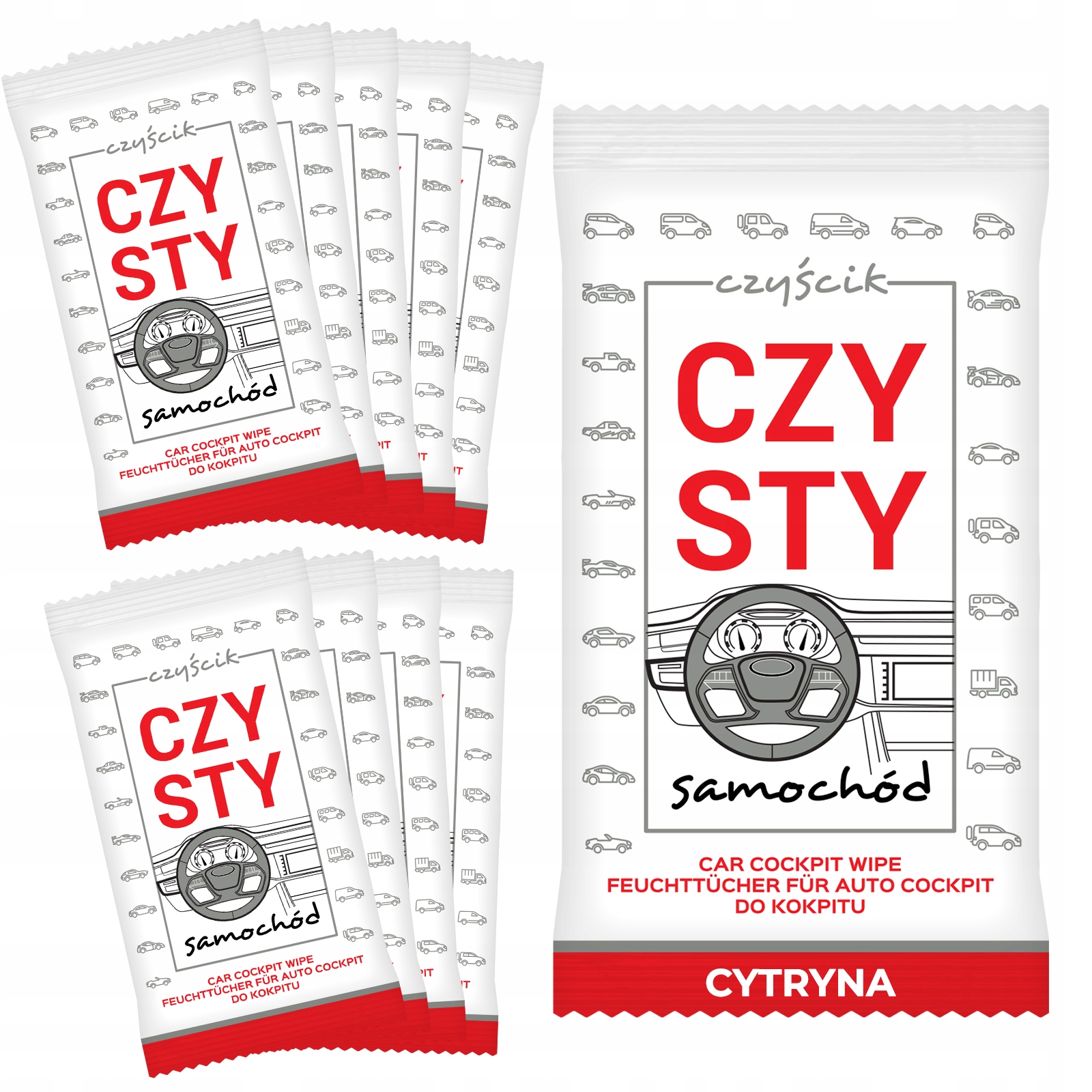Ściereczki Chusteczki Do Kokpitu Połysk Cytryna 10szt
