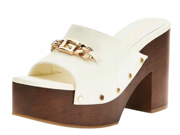 Guess Klasické Nazouváky Na Platformě Béžové S Řetězem 39 Gna