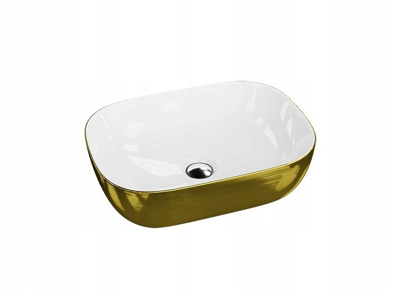 LAVITA COSTA BRUSHED GOLD umywalka nablatowa, biały/złoty, 460x325x135mm