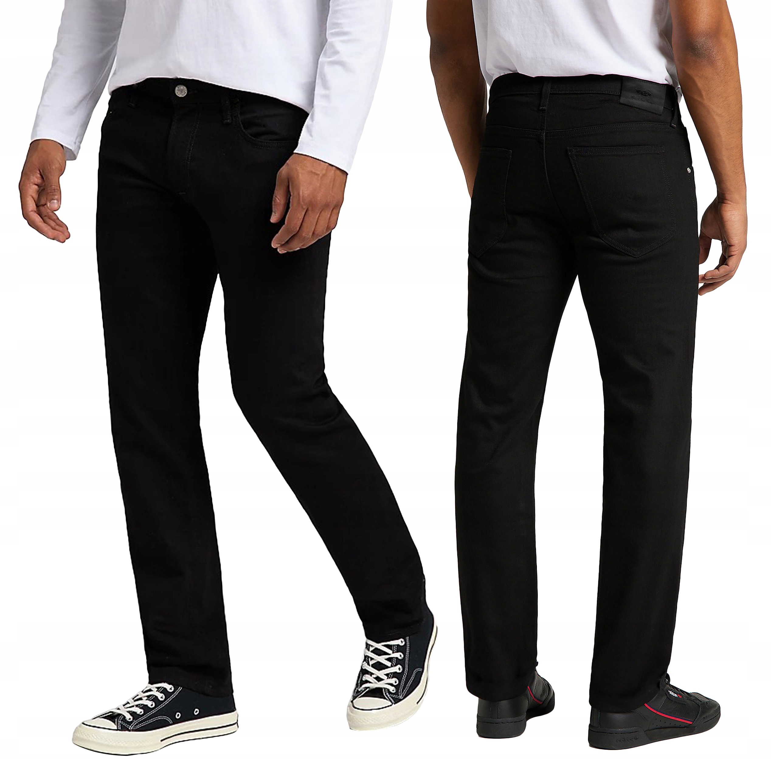 Duże Czarne Spodnie Męskie Jeansy Texasy Dżinsy z Prostą Nogawką 9321 W45