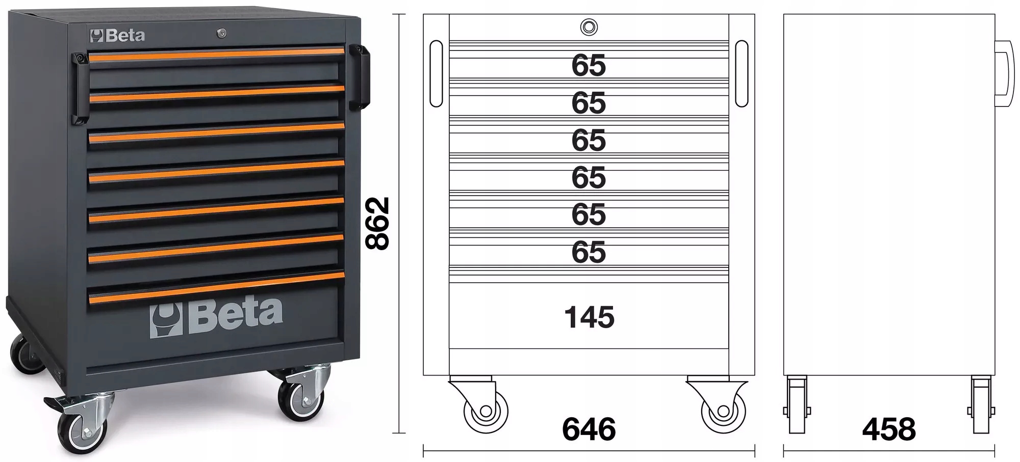 Wózek narzędziowy z 7 szufladami system C45PRO Beta 4500/C45PRO/C7 Marka Beta