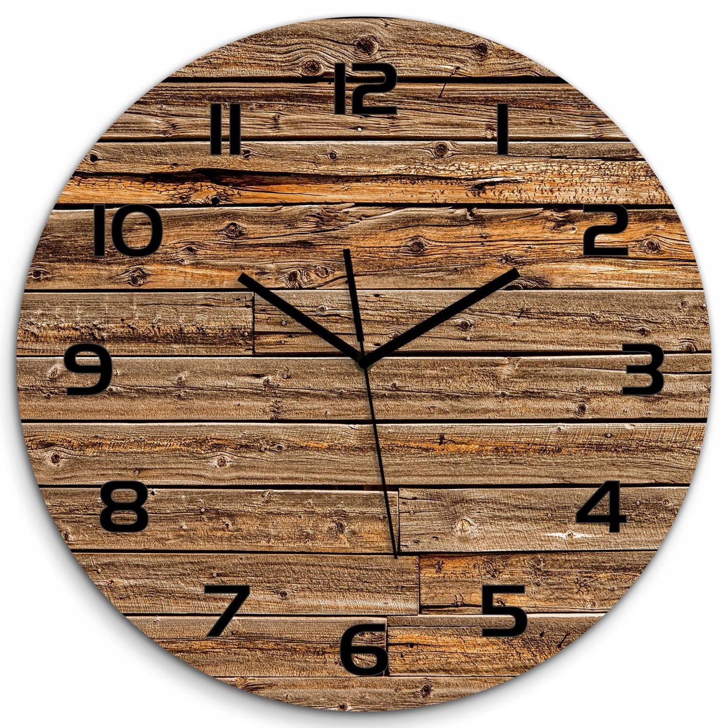 

Duży szklany zegar ścienny Drewniana ściana fi 60