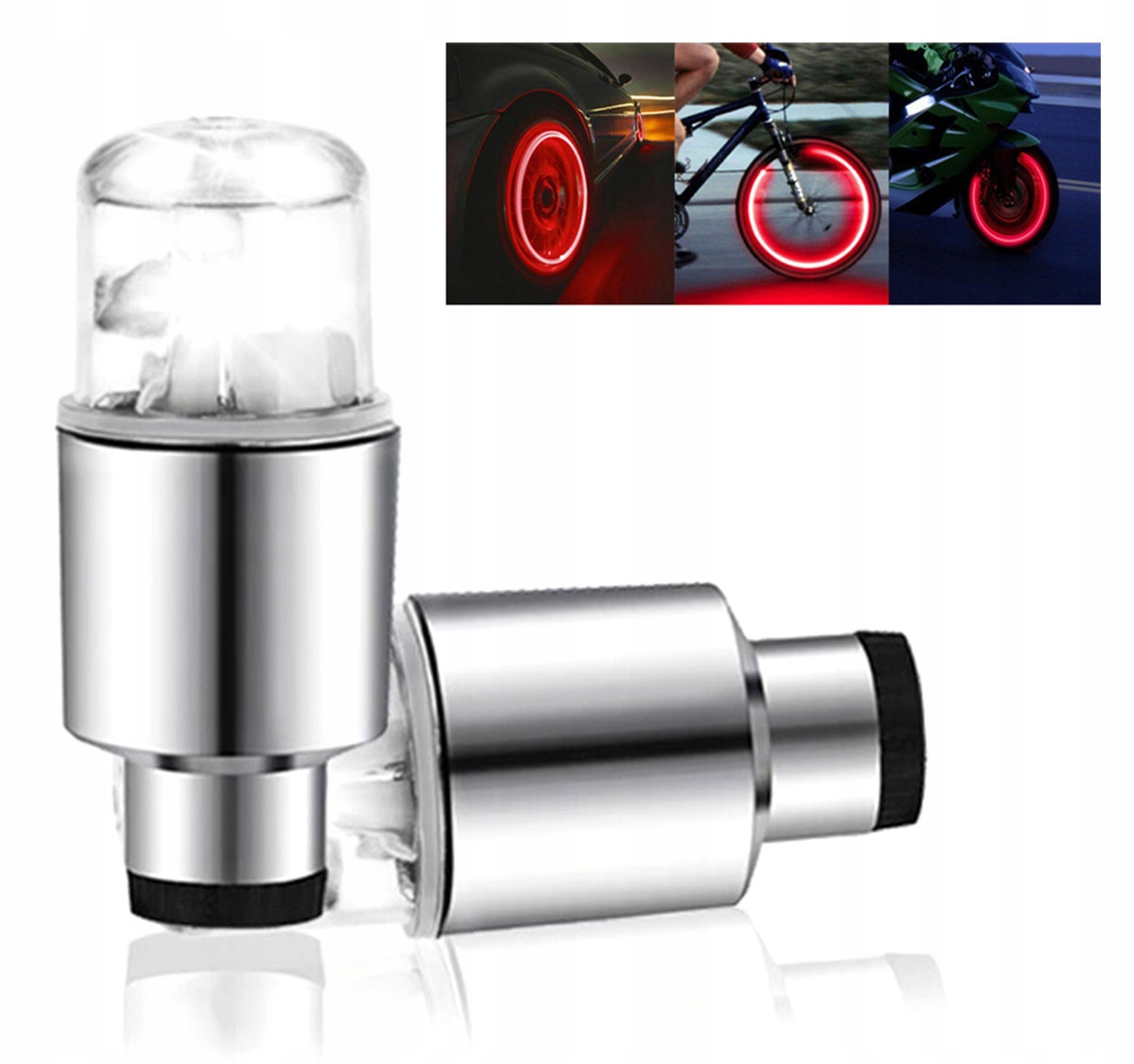 NAKRĘTKI NA WENTYLE NA ROWER LED ŚWIECĄCE DO ROWERU KOLOROWE RGB AG190C Marka bez marki