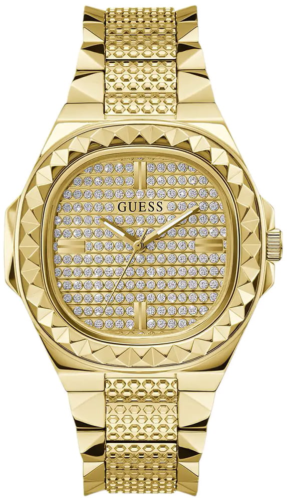 Pánské hodinky Guess Rebellious Gent Štít zlatý Náramek ocel zlatý