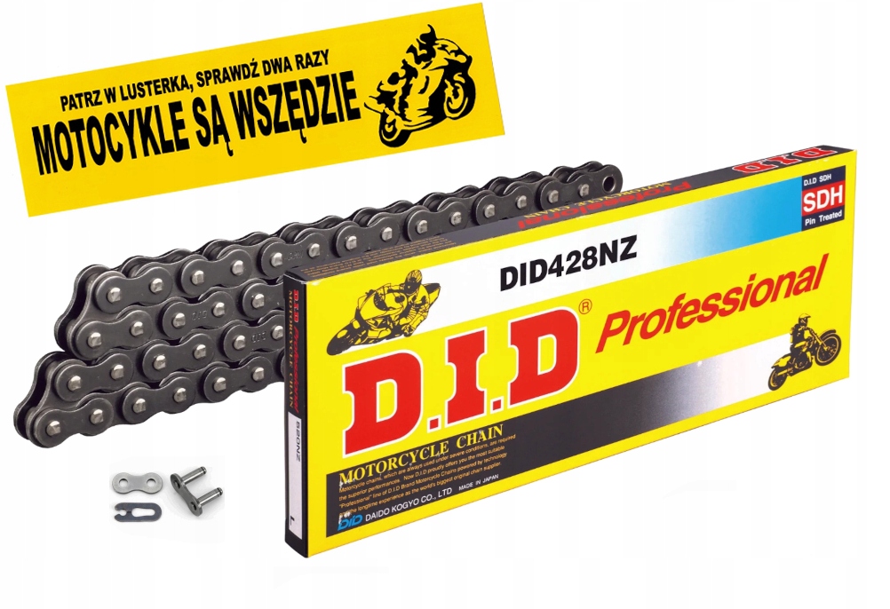 428NZ-114 - ПРИВОДНАЯ ЦЕПЬ DID 428 NZ 114 ЗВЕНЬЕВ ЗАСТЕЖКА