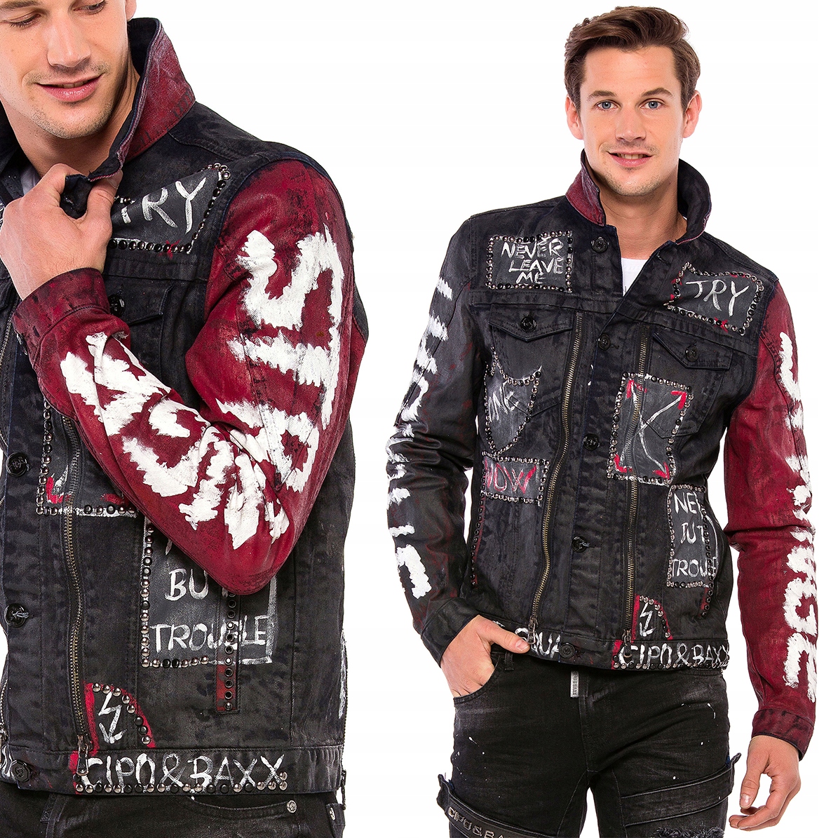 

Cipo Baxx Katana Kurtka Męska Jeans Przecierana