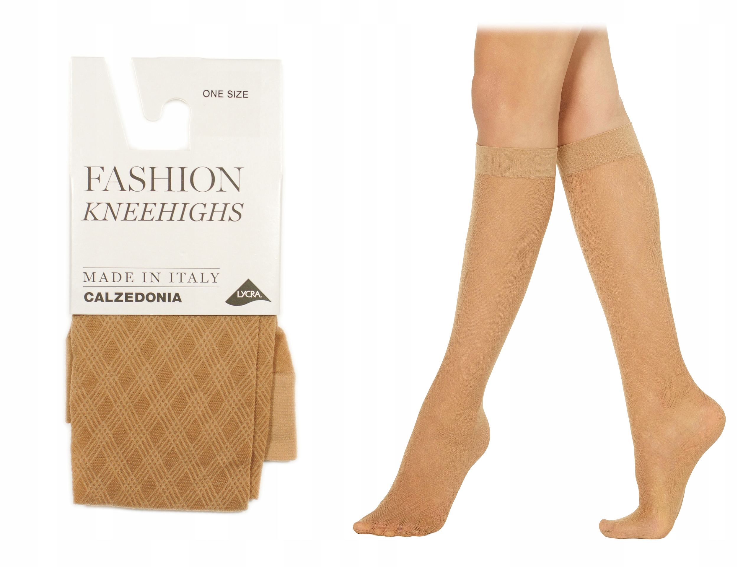 

Calzedonia podkolanówki beżowe romby