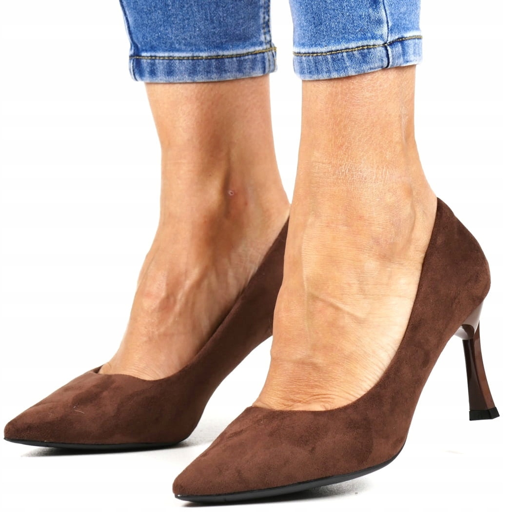 Lodičky Hnědé Čokoládové Semišové Pohodlné Elegantní New 37