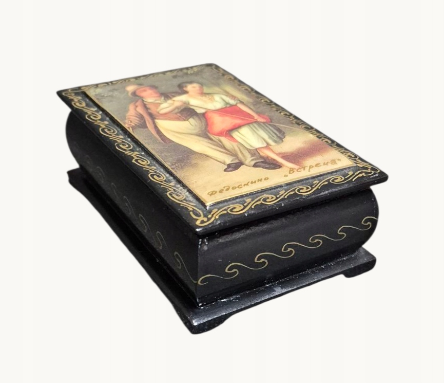 Szkatułka ROSJA Stara szkatułka Laka Ręcznie malowana