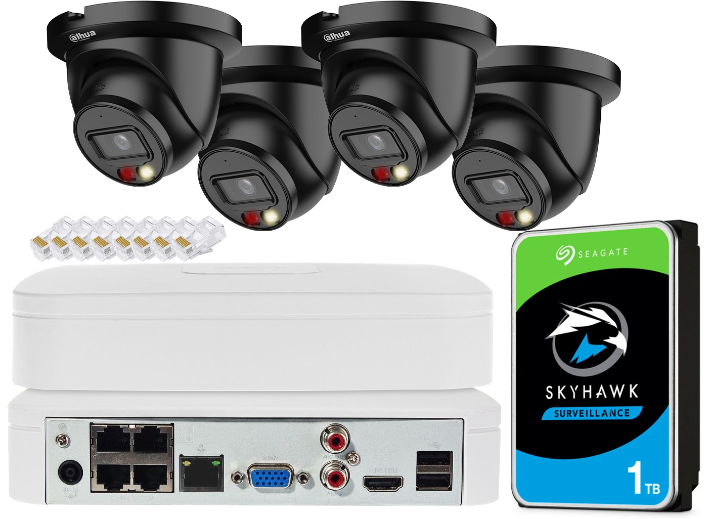 Sada monitorovania 4MPx Dahua WizSense 4 kamery IPC-HDW2449TM-S-IL +nvr PoE