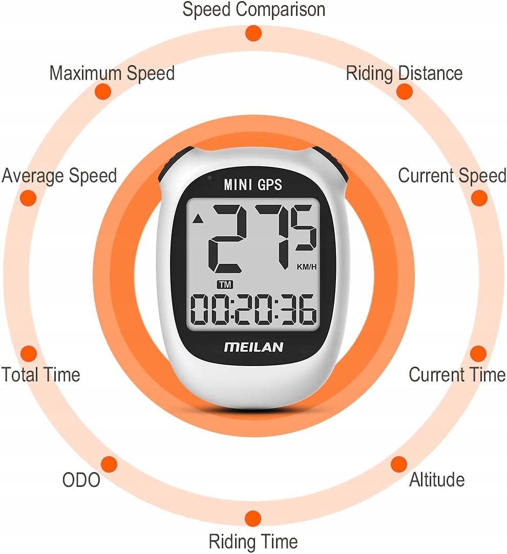 LICZNIK ROWEROWY KOMPUTER GPS PRĘDKOŚCIOMIERZ LCD Kolor dominujący czarny