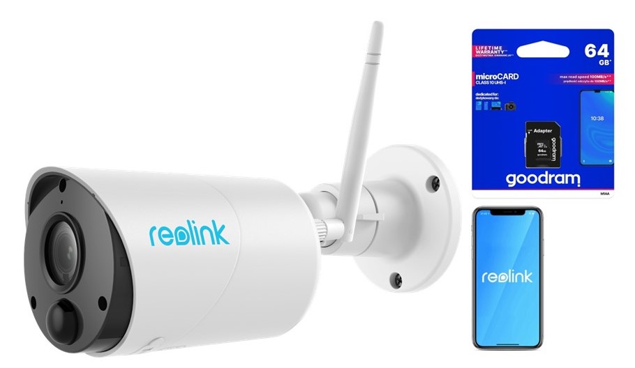 Kamera Reolink Argus B320 3MP batéria 2K Karta 64GB Goodram