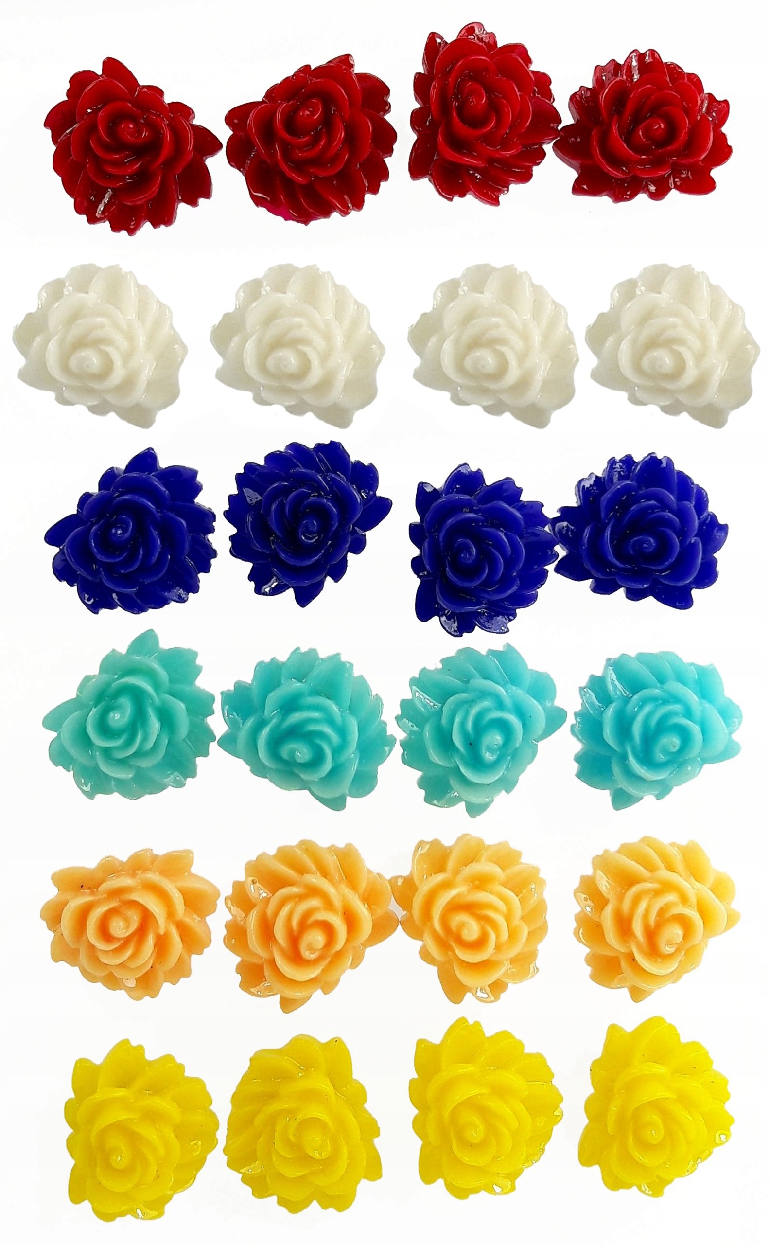 

Zestaw kolczyków 12 par róże różaneczniki kwiaty