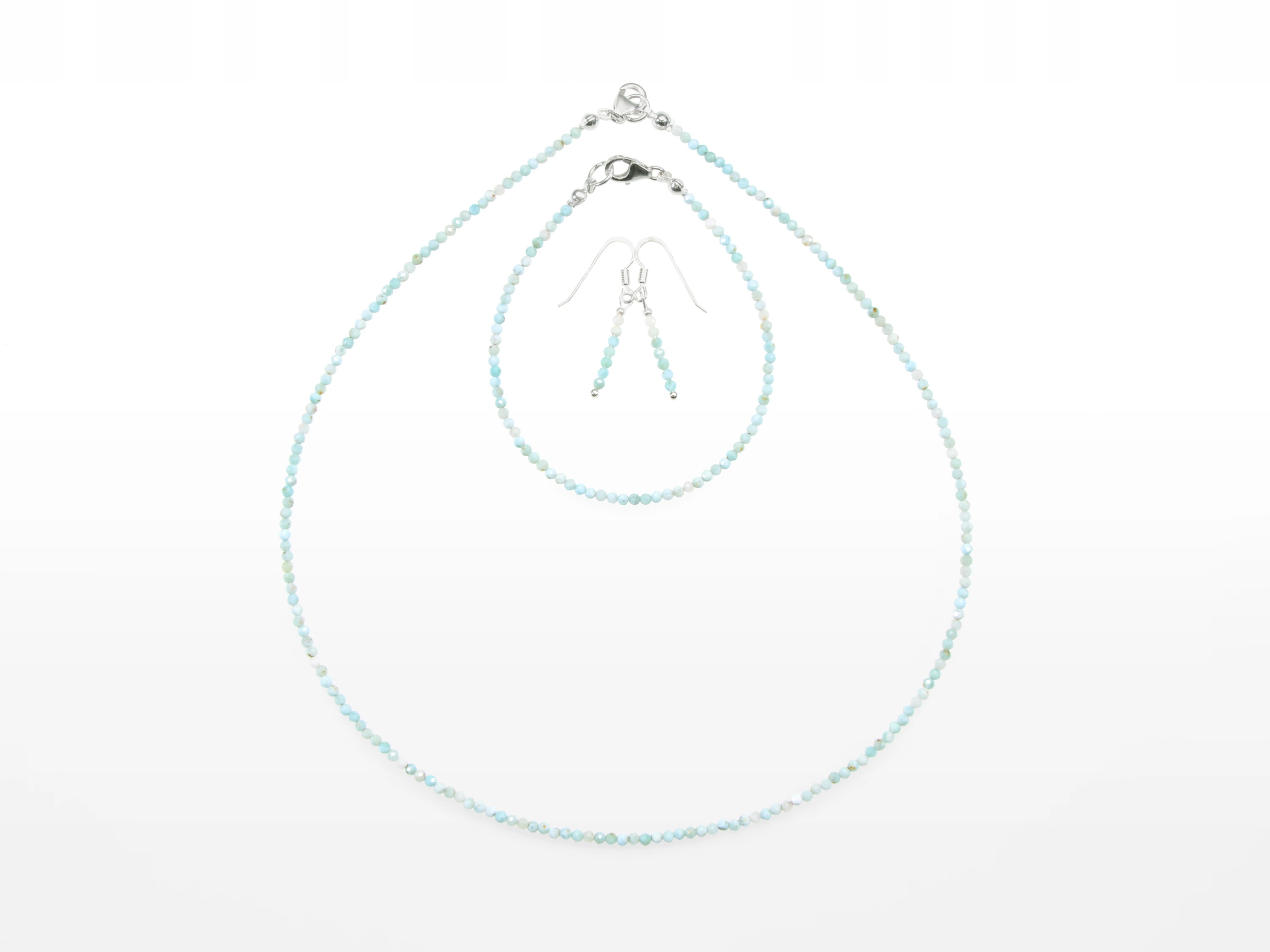 Stříbrná sada šperků larimar fazetovaný 2 mm