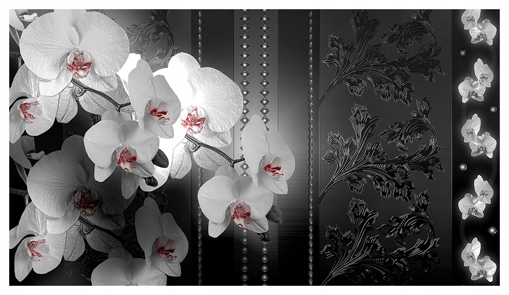 Vliesová fototapeta Orchidea Tmavá záhrada čierno-šedá 416x254 lepidlo