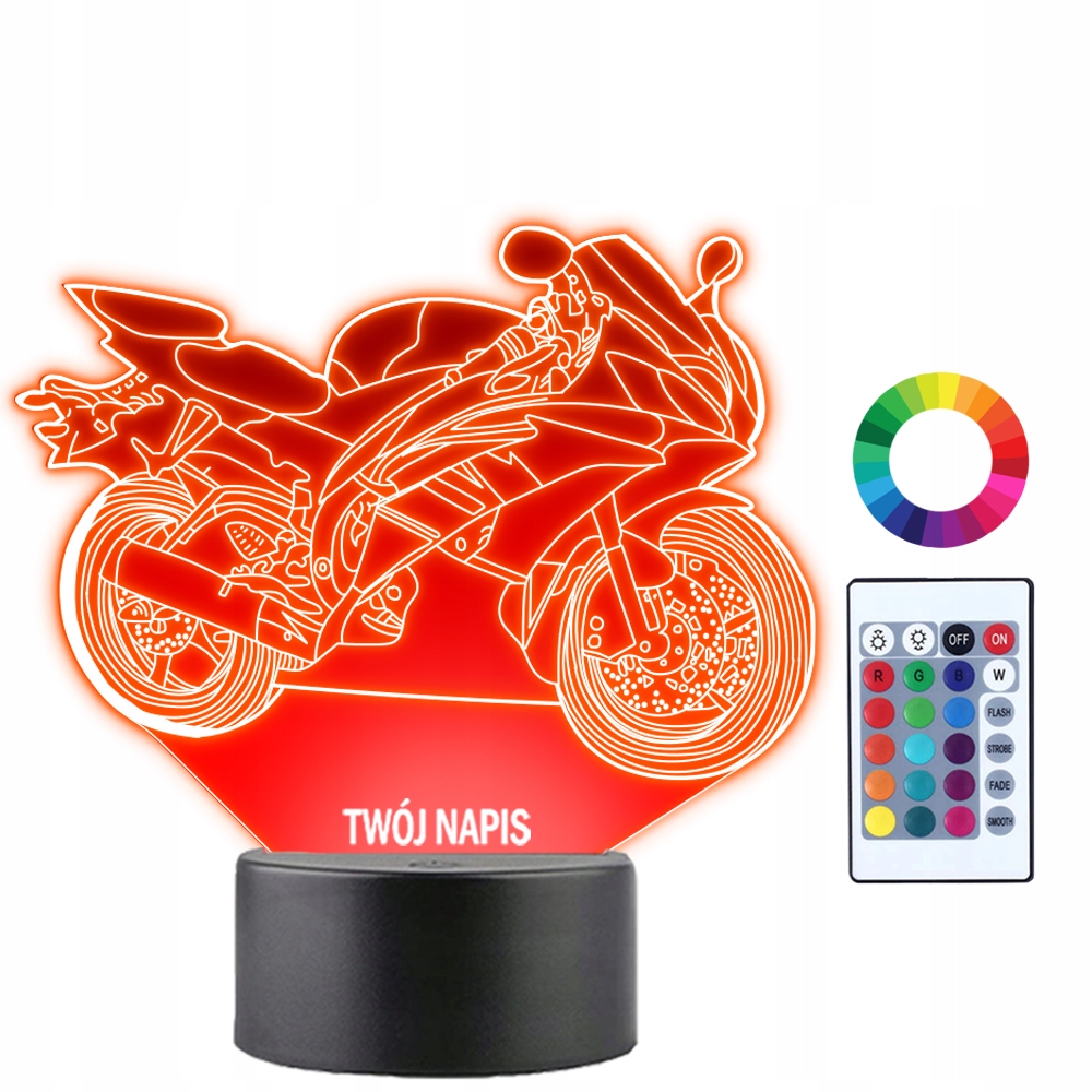 Lampka Nocna 3D LED Motor Motocykl Prezent Grawer
