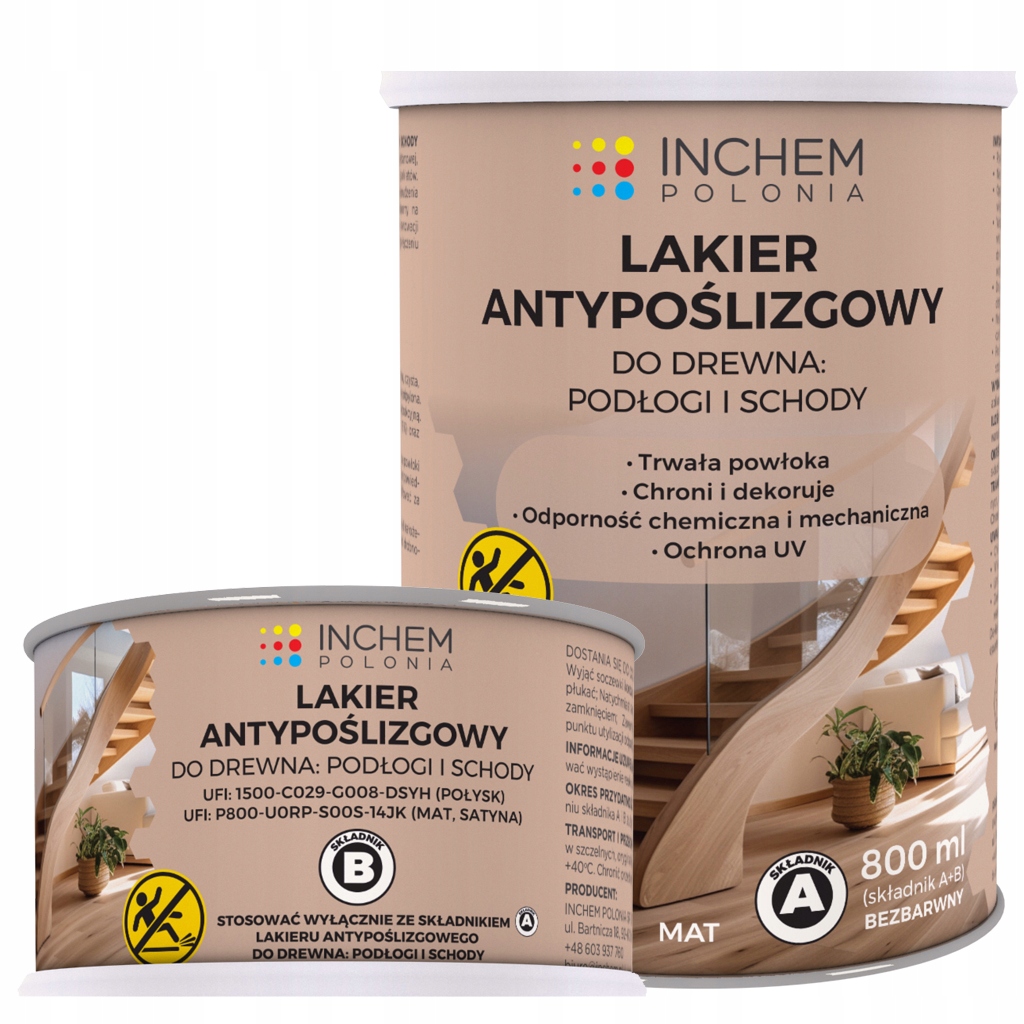 Matowy lakier antypoślizgowy do drewna A: 800ml B: 150ml