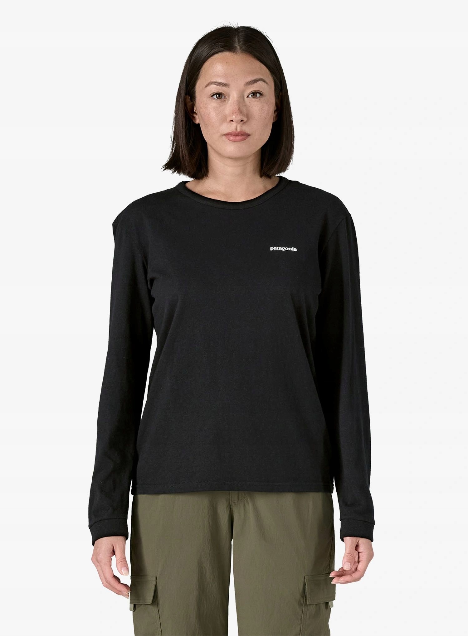 Dlouhý rukáv dámský Patagonia L/s P-6 Logo Responsibili-Tee černá L