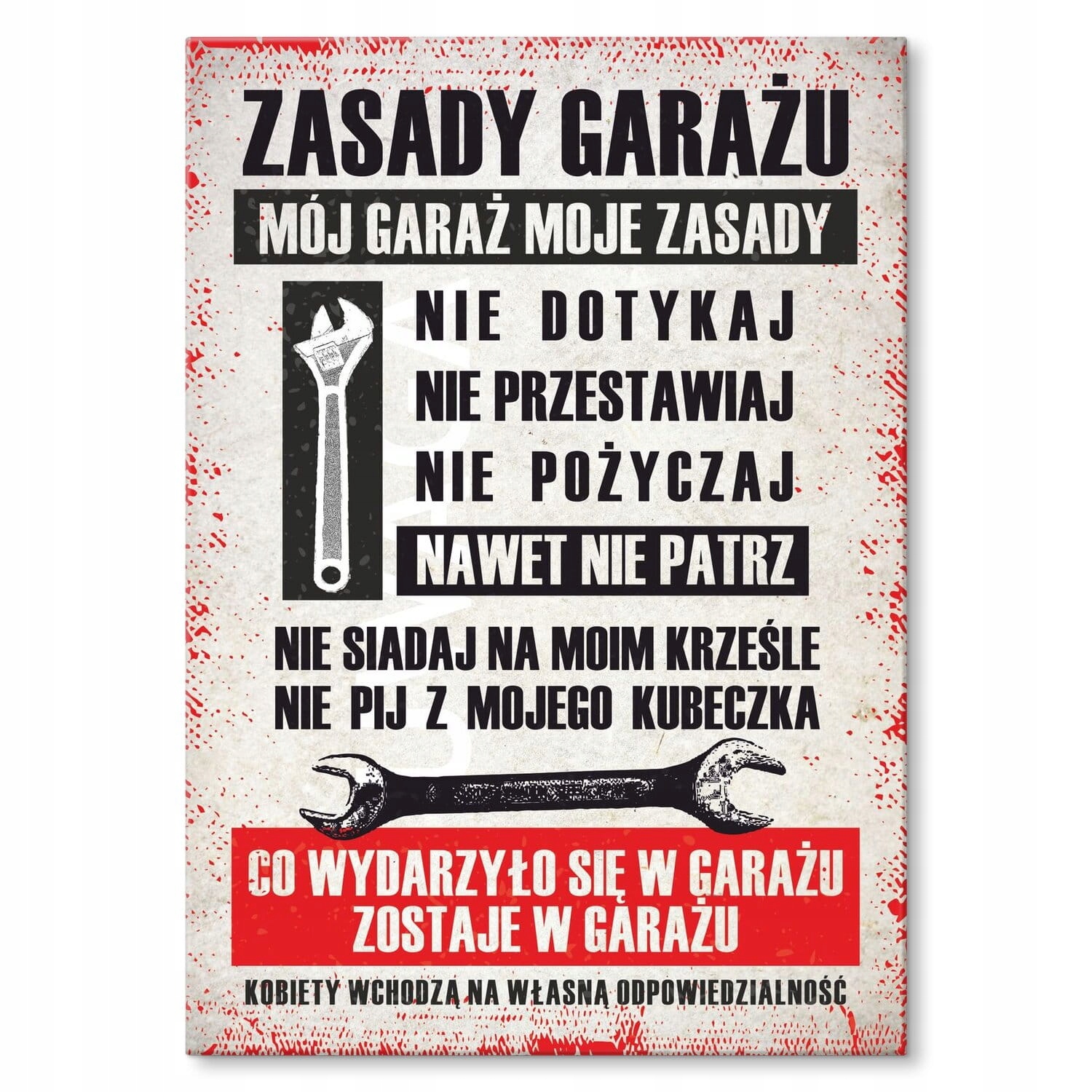 Prezent plakat blacha napis do garażu warsztatu