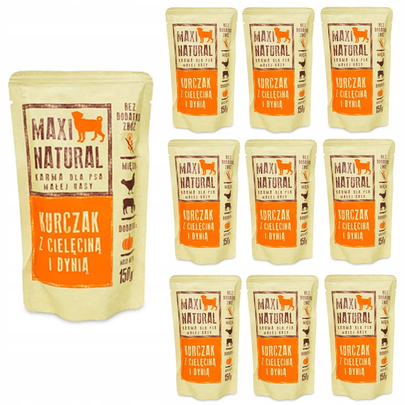 Levně Maxi Natural Krmivo pro psy Kuře s telecím masem 10x150 g