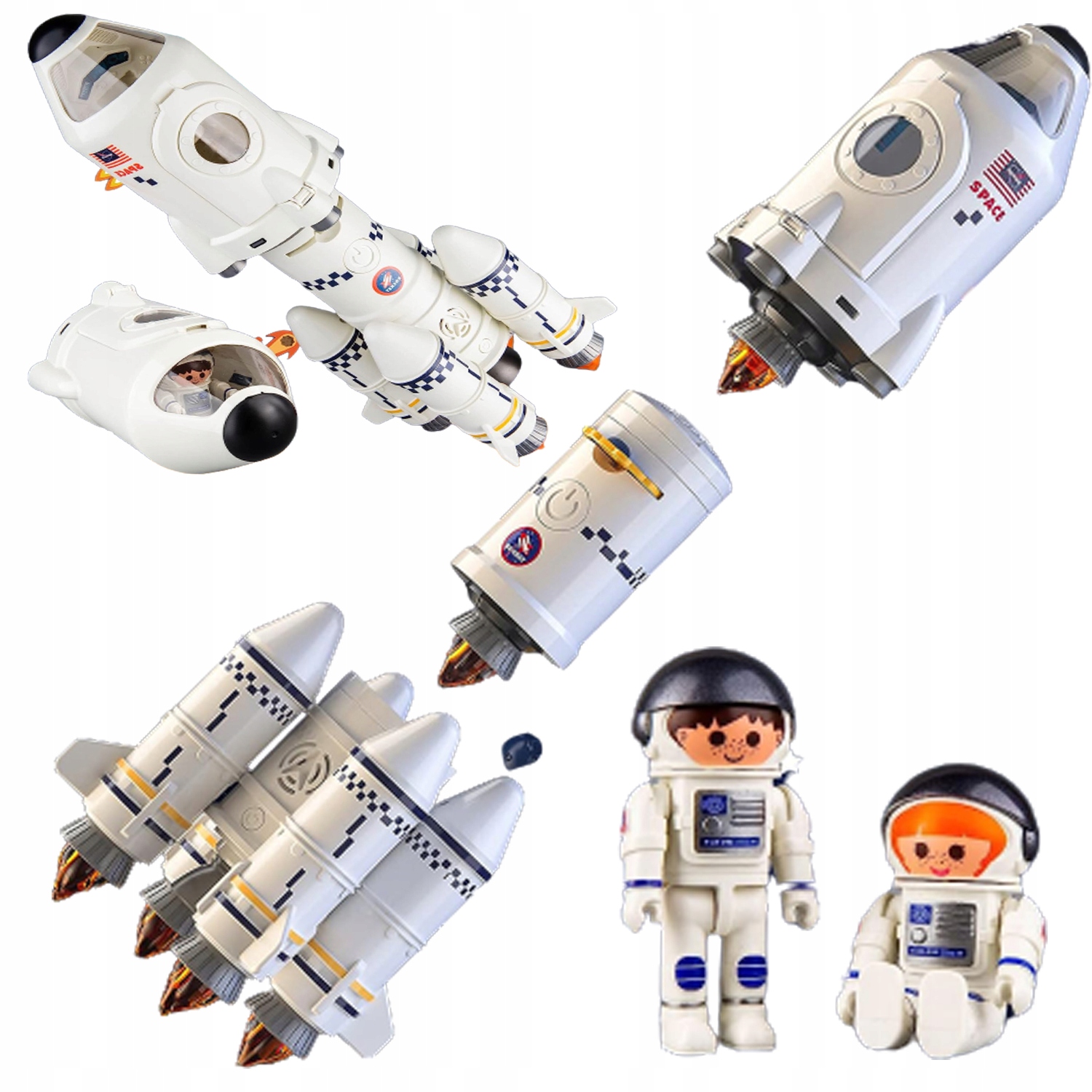 SPACE WAHADŁOWIEC KOSMICZNY RAKIETA Z Z LEKKI DŹWIĘK 5W1 + 2 KOSMONAUTÓW