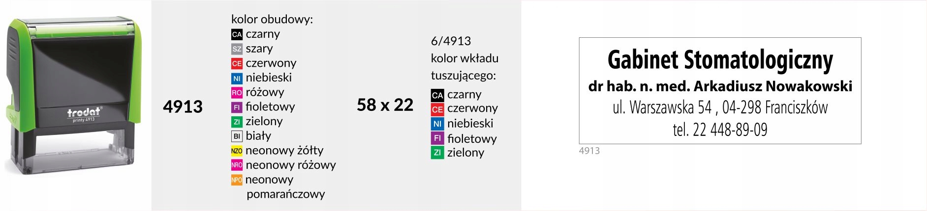 PIECZĄTKA TRODAT PRINTY 4913 SZARA + PROJEKT GUMKI Marka Trodat