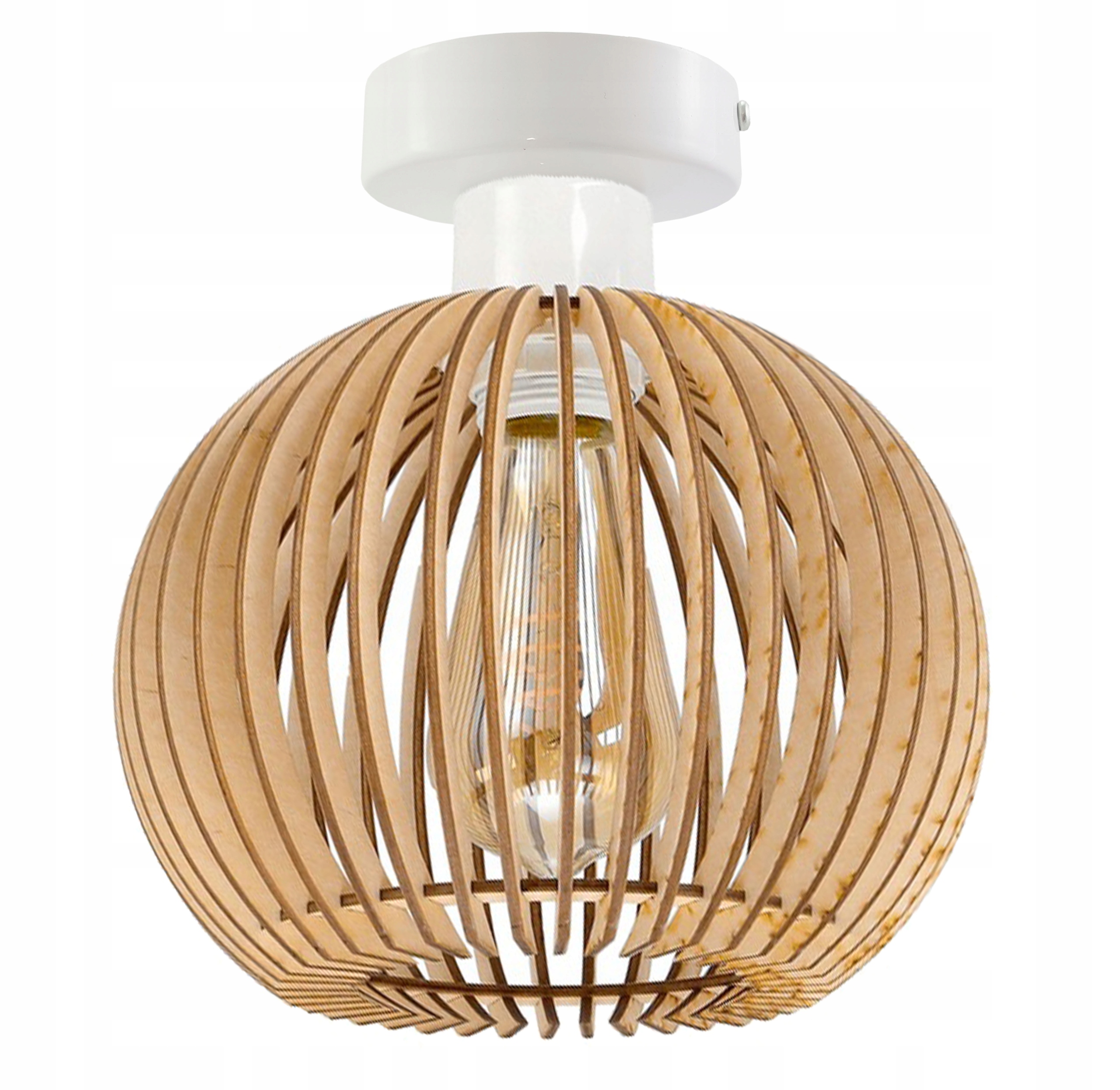 

Lampa stała sufitowa plafon Loft klosz drewno kula