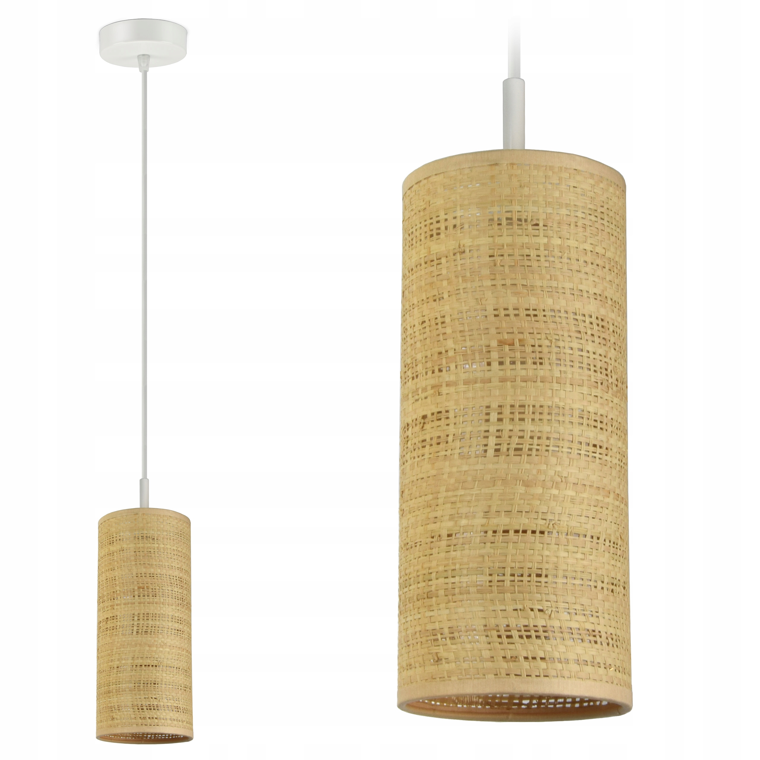 

Lampa Wisząca Żyrandol Abażur Tuba Rattan Led E27