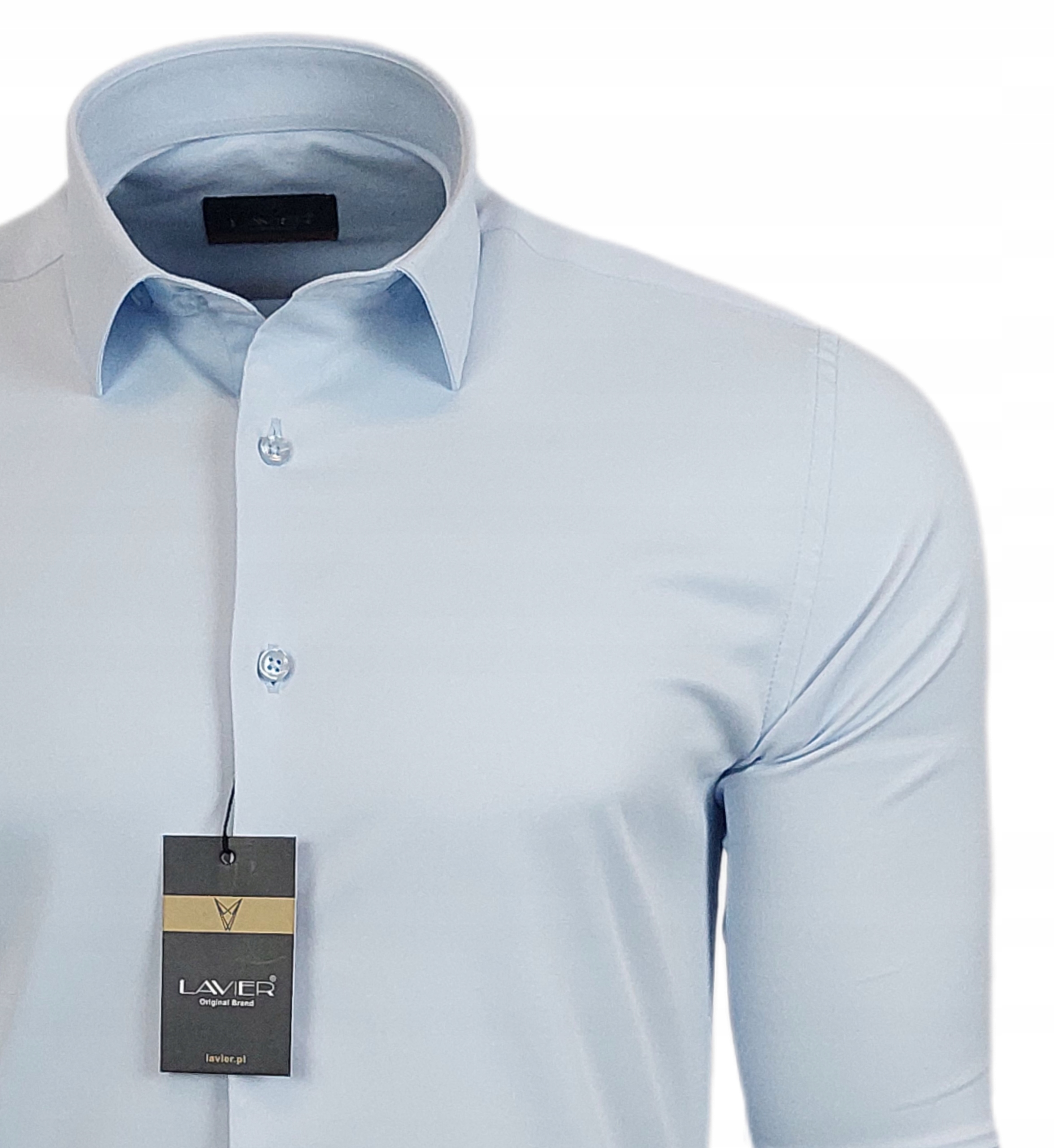 Koszula męska Błękitna dopasowana Lavier - SLIM FIT Bawełna Rozmiar M Rozmiar M