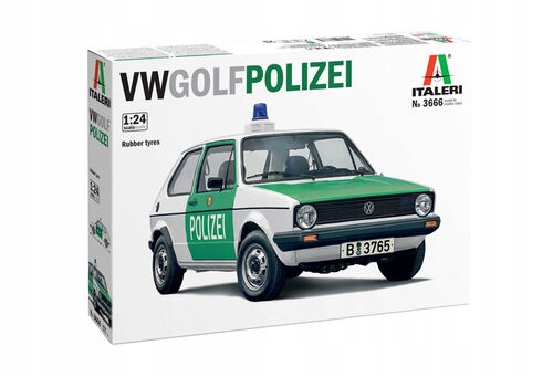 Italeri 3666 Vw Golf Polizei Auto Měřítko 1/12 Hobby Plastová sada Novinka