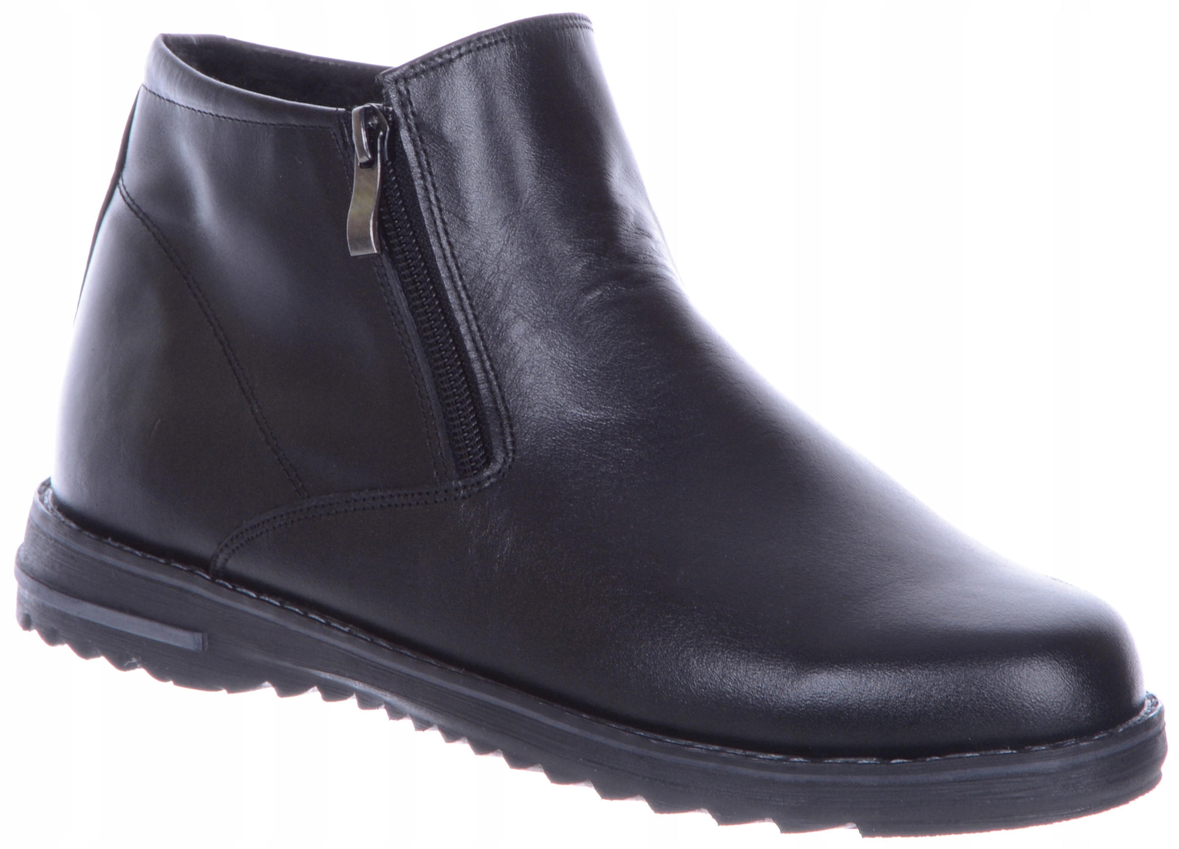 Černé zateplené kožené Kotníkové Boty Zimní boty Pánské Ovčí vlna 43