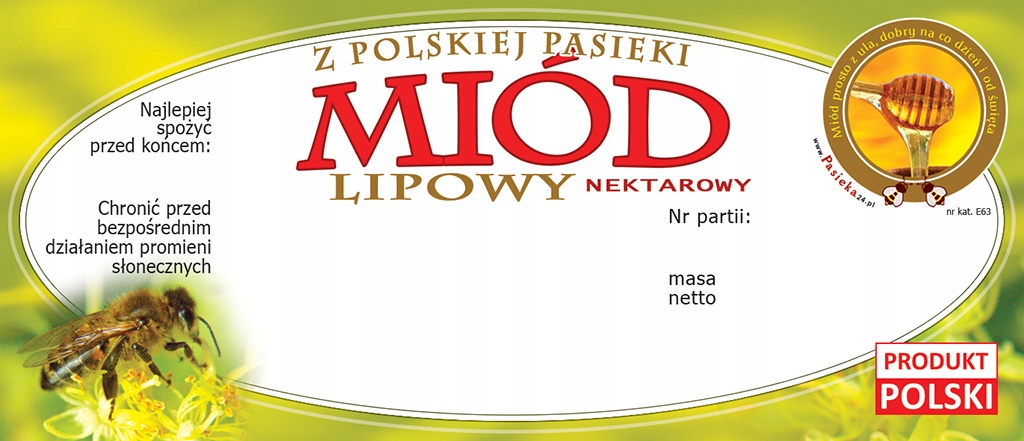 

Etykiet na Miód Lipowy (100szt) wzór E63