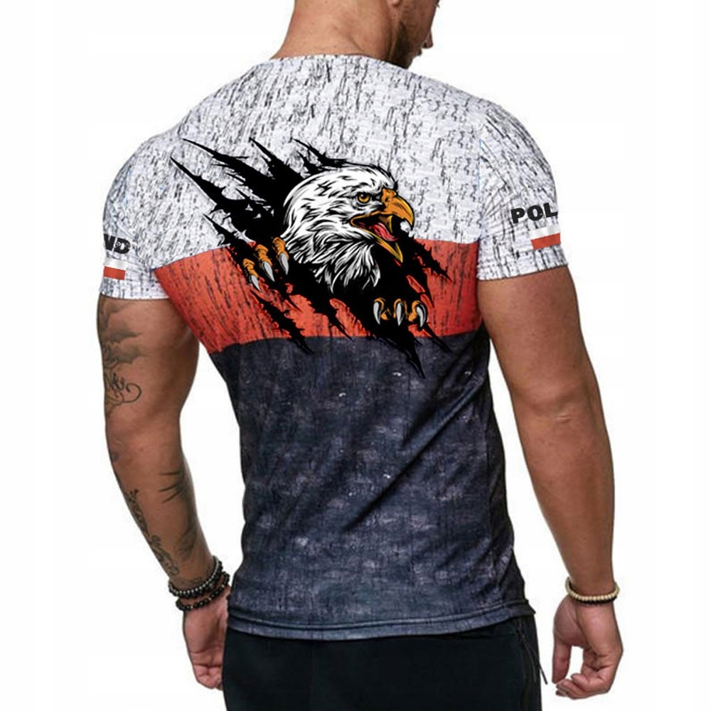 MĘSKA KOSZULKA T-SHIRT NADRUK 3D POLSKA M Rozmiar M