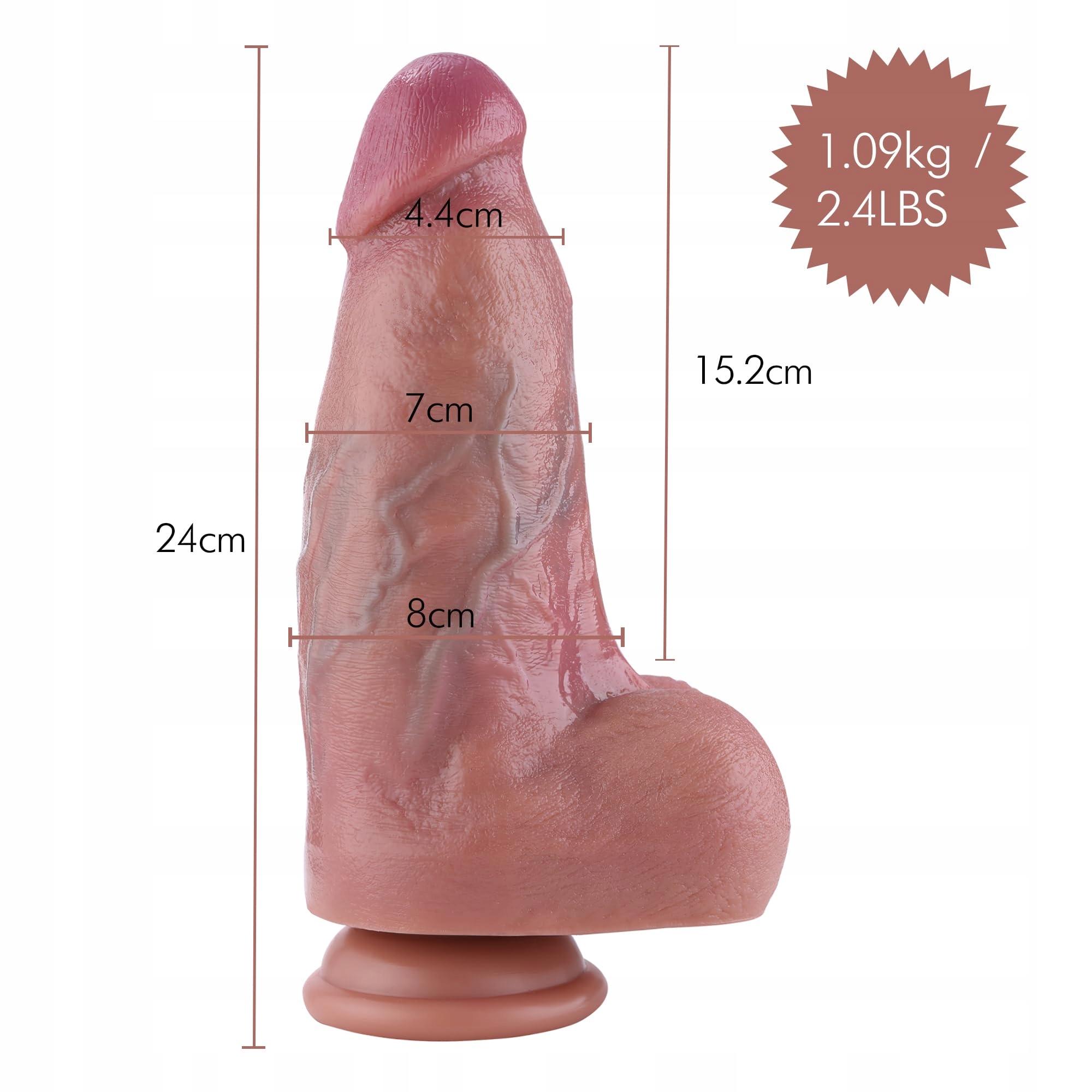 HISMITH Realistyczny Dildo 24 cm Fantasy Silikon Dildo KlicLok System — miniatura 4