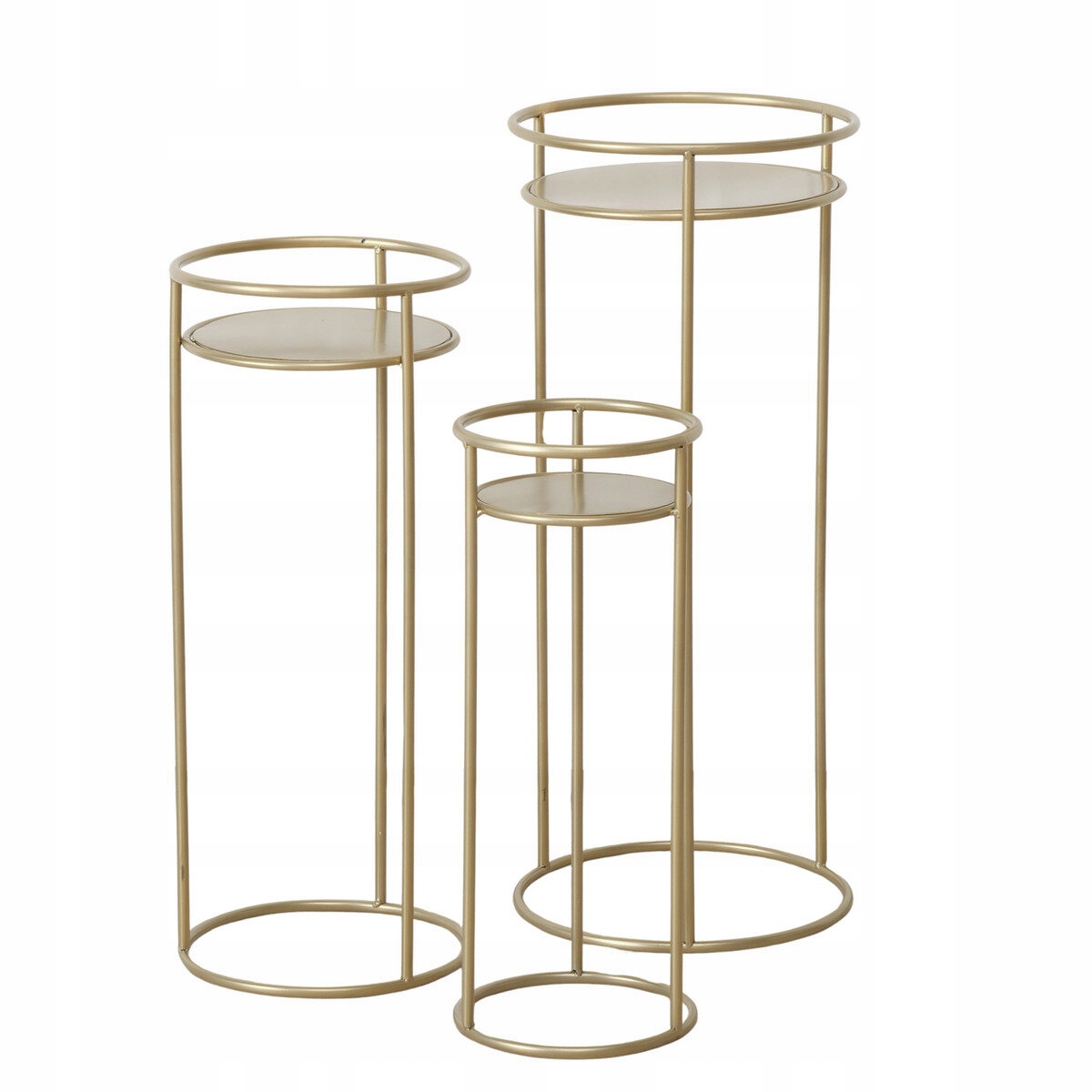 Držiak Na Kvetináč Kovový Zlatý Rôzne Výšky Ricky Sada 3 Ks 50-70 CM