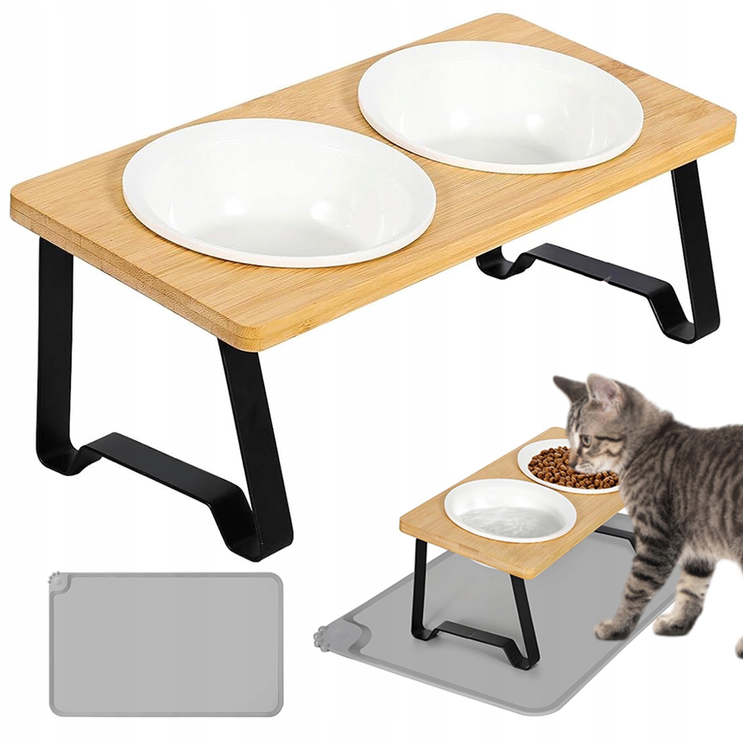 Vyvýšená Miska Pro Kočky Ergonomická Krmící Stanice Se Silikonovou Podložkou