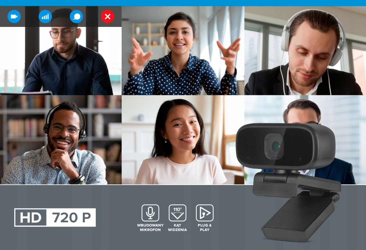 Kamera internetowa z mikrofonem do lekcji zdalnych Model KOM1055